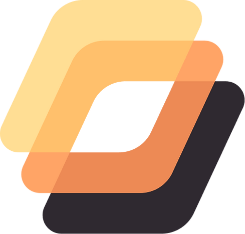 Logo eines 3D-Druck-Dienstleisters, stilisiertes 3D-Modell in Orange- und Schwarztönen mit abstrakten Formen, die an überlappende Schichten erinnern, typisch für den 3D-Druckprozess.